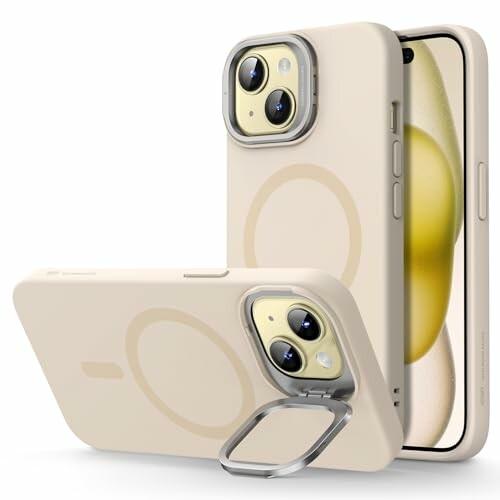 ESR iPhone 15 ケース スタンド付き MagSafe シリコンケース ミリタリーグレード...