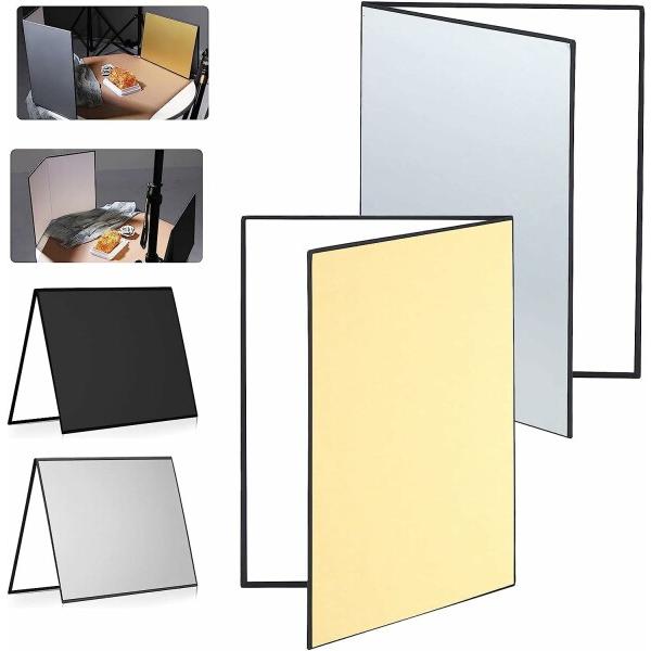 SOONPHO 撮影用 レフ板 2枚 セット 折りたたみ式 反射板 自立可能 四角レフ 1枚3カラー...