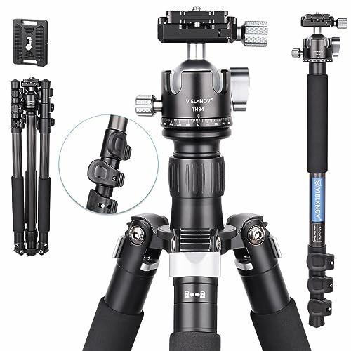 VIELKNOV 軽量 カーボン 三脚 34mmボール 低重心 自由雲台付き コンパクト トラベル ...