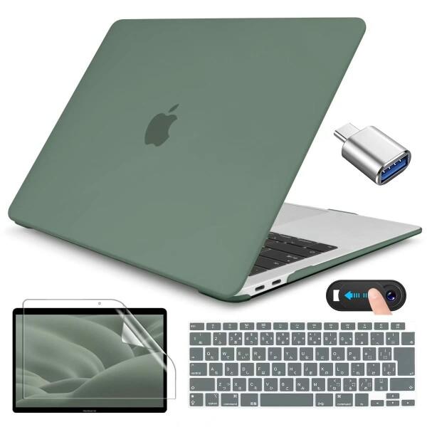CISSOOK MacBook Air 13 インチ ケース ミッドナイトグリーン カバー A233...