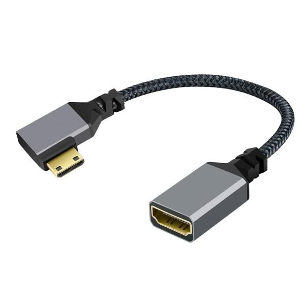 NFHK 4K Type-C Mini HDMI 1.4 オス 左角度 - HDMI メス延長ケーブ...