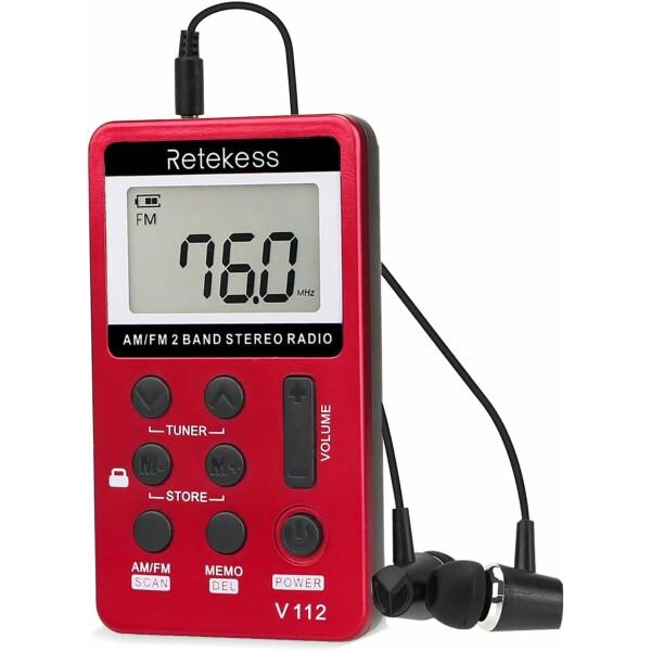 Retekess V112 ポケットラジオ 充電式 小型 ポータブルラジオ LCD ロックスイッチ ...