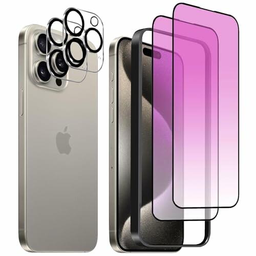 iPhone 15 Pro 強化ガラスフィルム 6.1インチ ブルーライトカット 全面保護フィルム ...