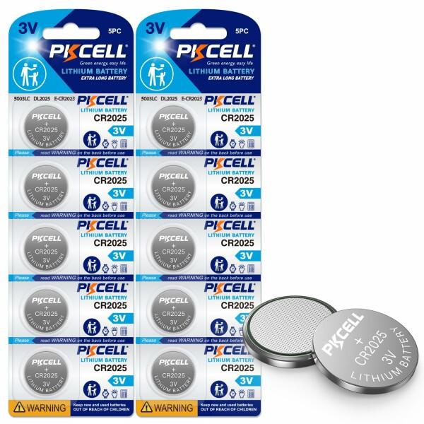 PKCELL 10個入 CR2025 リチウム ボタン 電池 3V 2025 コイン形電池