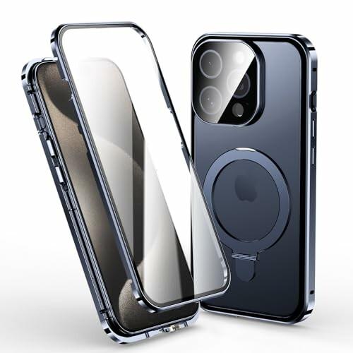 MagSafe対応 iPhone 15 Pro ケース 全面カバー 9H強化ガラス付き 金属 マグネ...