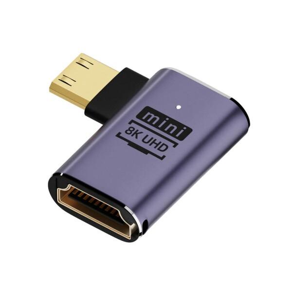 NFHK L字型ミニHDMIオス-HDMI 2.1メスUHD拡張ゴールドコンバーターアダプター 8K...