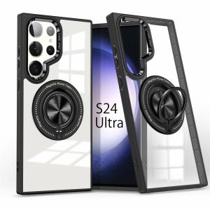 Samsung Galaxy S24 Ultra ケース Magsafe対応 透明 リング スタンド付 耐衝撃 黄変防止 指紋防止 レンズ保