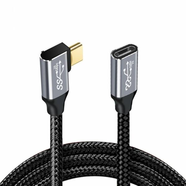 xiwai 左 右 角度 USB-C USB 3.1 Type C オス-メス 延長データケーブル ...