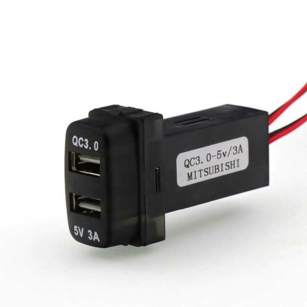 zmart 三菱 QC3.0 + 5V 3A USB 高速 カーチャージャー ランサー アウトランダ...