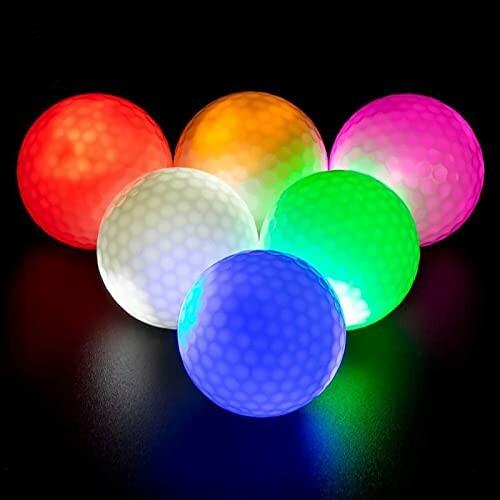 JIANGMU-夜光るゴルフボール LED付き男女兼用でゴルフ練習にも最適8分間点灯する長時間発光ボ...