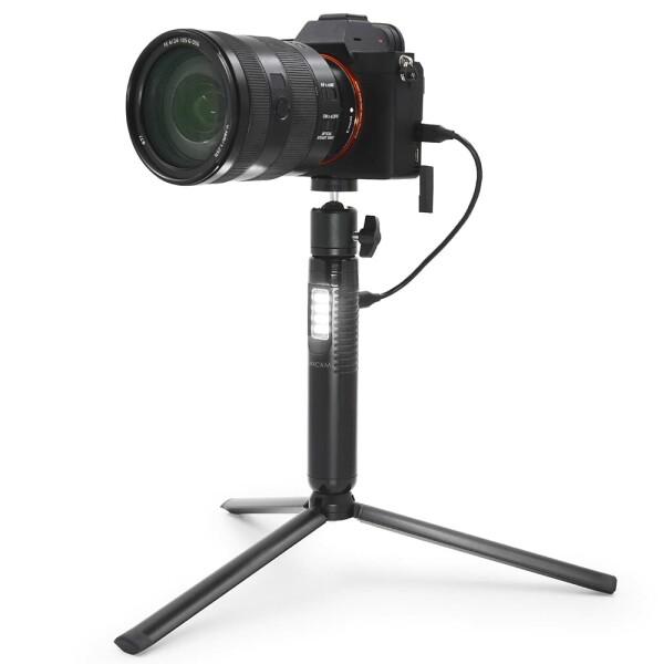 SONYカメラ用MAXCAM軽量バッテリー電源三脚付属品キット、バッテリー電源グリップ+LED補光ラ...