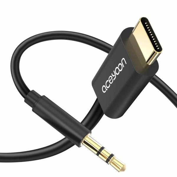aceyoon USB C to 3.5mm 1M 三極のみ対応 オスジャック AUX端子 オーディ...