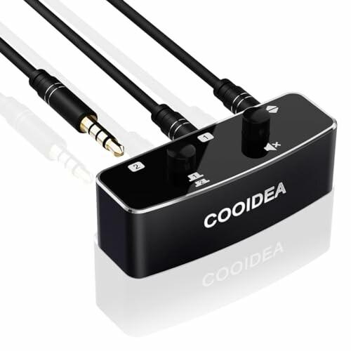 Cooidea 3.5mm ステレオオーディオスイッチャー ミュートボタン付き - 1入力2出力また...