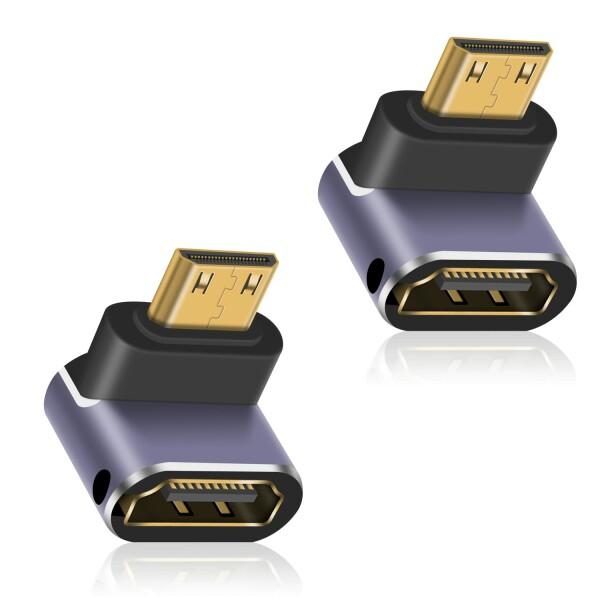 Duttek L字型HDMI Mini HDMI 変換アダプタ, 8K HDMIミニ HDMI2.1...