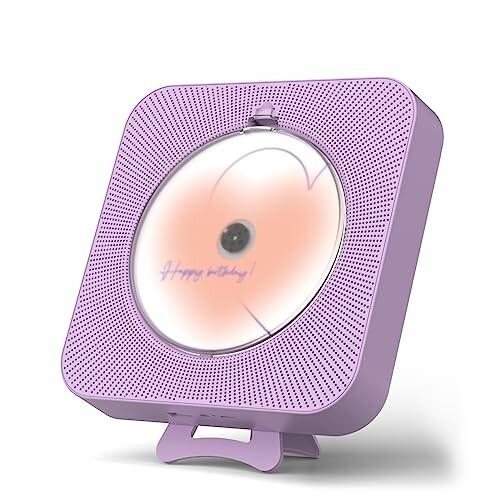 Yintinyかわいい紫のBluetooth CDプレーヤー5.0、家庭用装飾充電音楽プレーヤー、携...