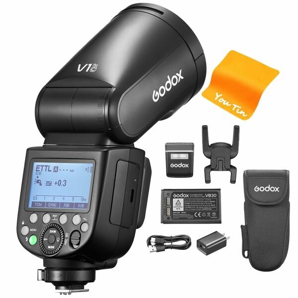 GODOX V1Pro-C TTL リチウムイオン丸頭カメラフラッシュ、1/8000HSS 76W ...