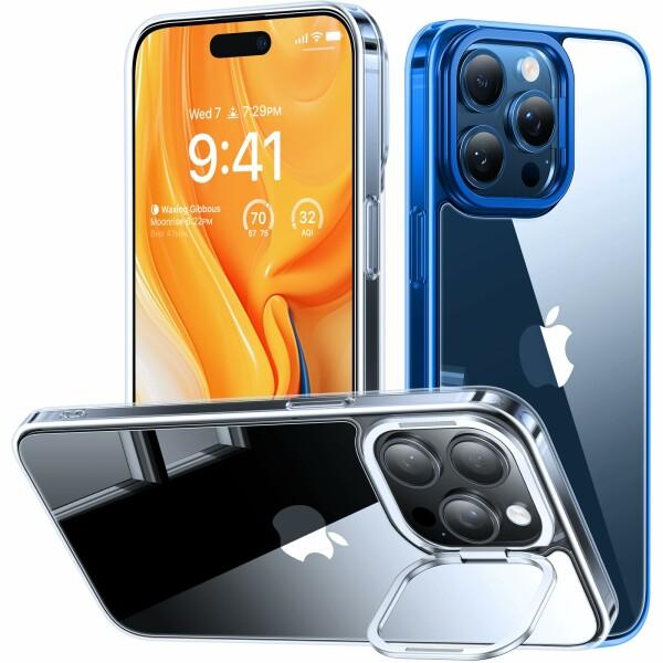 TORRAS iPhone 15 Pro 用 ケース 強化ガラス カメラスタンド 黄変防止 9H硬度...