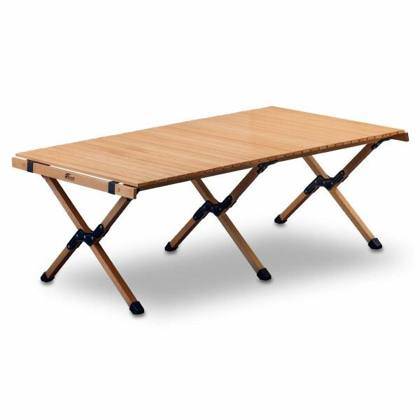 FIELDOOR ウッドロールトップテーブル  幅120×奥行き70×高さ45cm 天然木 コンパク...