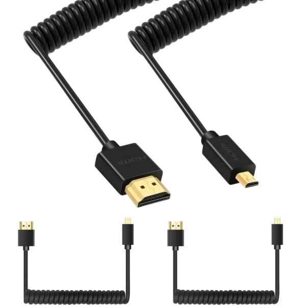 Xiatiaosann マイクロ HDMI - HDMI ケーブルコイル状、標準 HDMI オス -...