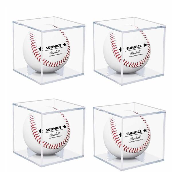 SUNNICE サインボールケース 野球ボールケース 4個セット UVカット アクリル製 ディスプレ