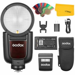 GODOX V1 Pro N V1ProN 丸形ヘッド TTL カメラフラッシュ スピードライト 2.4G HSS 1/8000s 着脱式サ