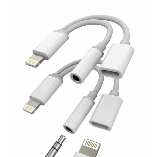 アップル アイフォン 3.5mm Auxイヤホン 急速充電器 ジャック アダプター（2パック）ライト