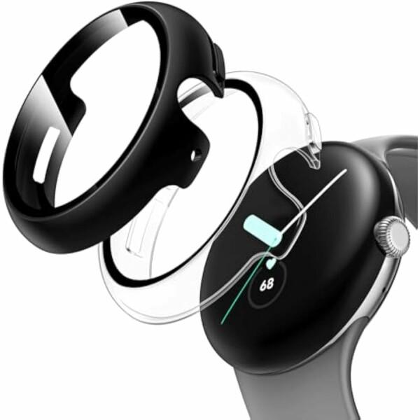 Google Pixel Watch3（2024）用 ケース 保護 ガラスフィルム 一体型 PC+T...