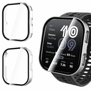 WD&amp;CD Amazfit Bip 6 対応 カバー+フィルム 2枚セット Amazfit Bip 6 対応 一体型 フルカバー ガラスフィル