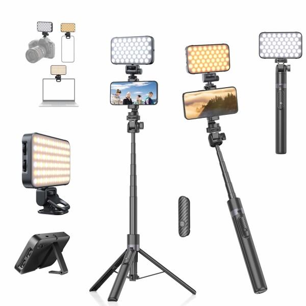 Gahenwo 173cm ライト付き スマホ 三脚 2000mAh ビデオライト 自撮り棒 スマホ...