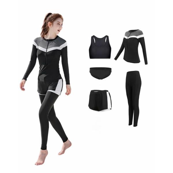 (xulee) ラッシュガード 水着 レディース 体型カバー タンキニ 5点セット (UVカット U...