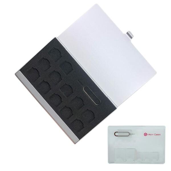 (VFSKN) NanoSIMカード収納用アルミケース 12枚収納 取り出し リリースピン 紛失防止...