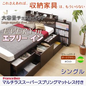 ダブルベッド スライド収納付き大容量チェストベッド エブリーイン