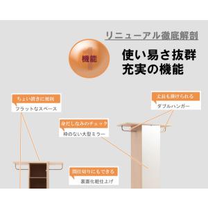 ミラー付き ハンガーラック ダブルハンガー 全...の詳細画像2