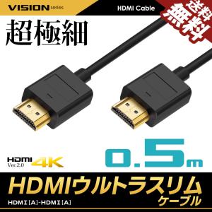 VISION HDMIケーブル ウルトラスリム 0.5m 50cm 比べてみて 超極細 直径約3mm Ver2.0 4K 60Hz Nintendo switch PS4 PS5 XboxOne 送料無料