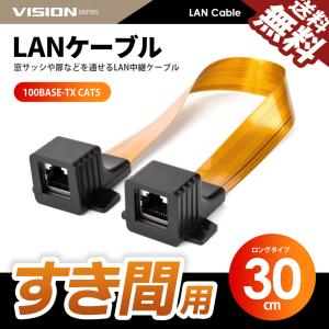 VISION すき間用 LANケーブル 中継 延長 フラットケーブル 隙間 すきま cat5 RJ45 100BASE-TX 100Mbps LAN端子 30cm 送料無料