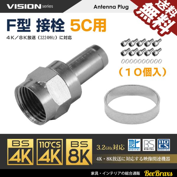 VISION F型 接栓 5C用 4K8K対応 アンテナケーブル 同軸ケーブル 地上デジタル 地デジ...
