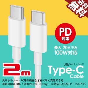 在庫処分 USB充電ケーブル Type-C to Type-C PD対応 高速 急速 充電器 MAX 5A 20V 100W スマホ タブレット ノートPC Power Delivery 2m 送料無料