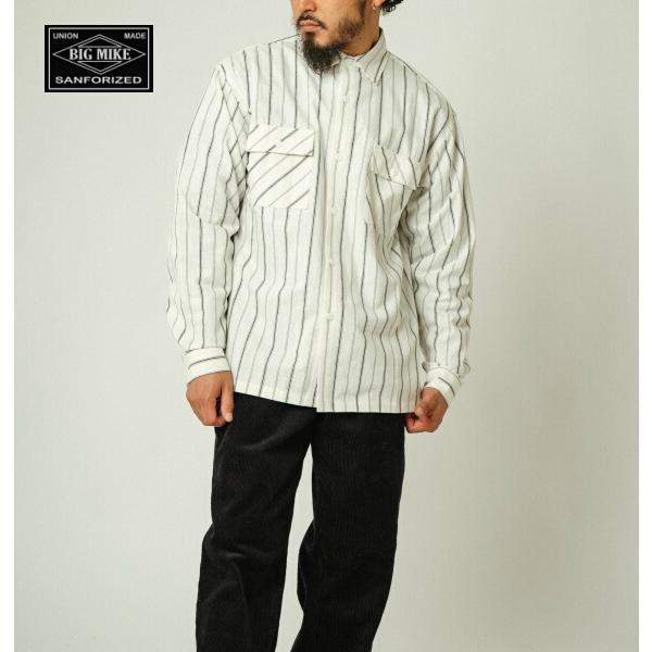 BIG MIKE ビッグマイク シャツ シャンブレーシャツ ストライプシャツ 長袖 Stripe C...