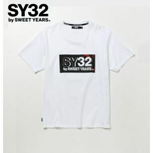 SY32 by SWEET YEARS エスワイサーティトゥ Tシャツ 半袖 クルーネック メンズ NEW BOX LOGO TEE 14153J WHITE×BLACK 2024年モデル 正規販売店