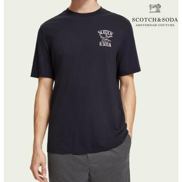 スコッチアンドソーダ Tシャツ 半袖 メンズ トップス ネイビー 紺 SCOTCH&amp;SODA Art...