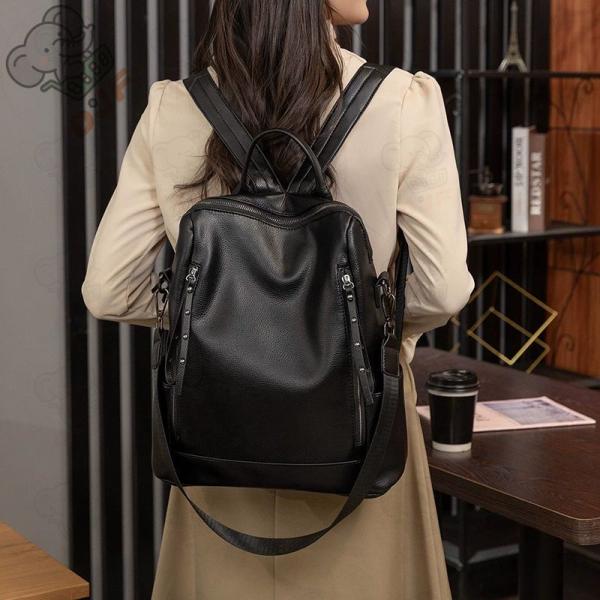 リュック レディースバッグ カバン 通学 女子 リュックサック 軽量 2way 防水 PUレザー ソ...