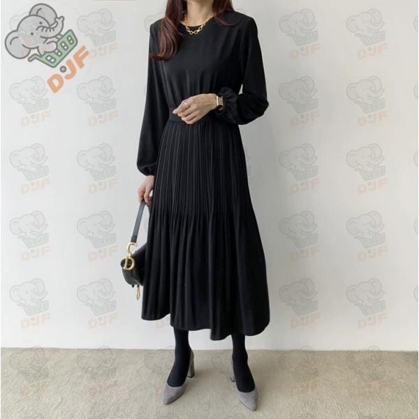 ワンピース ロングワンピース 長袖 レディース プリーツワンピース 春 秋冬 ロング丈 マキシワンピ...