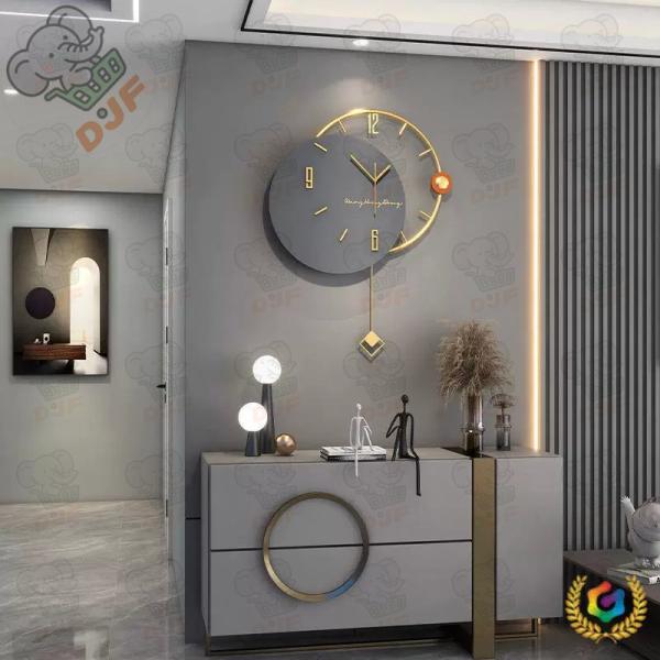 壁掛け時計 おしゃれ 振り子クロック 丸 揺れる ナチュラル 金属製 工業風 簡約 インテリア 工芸...