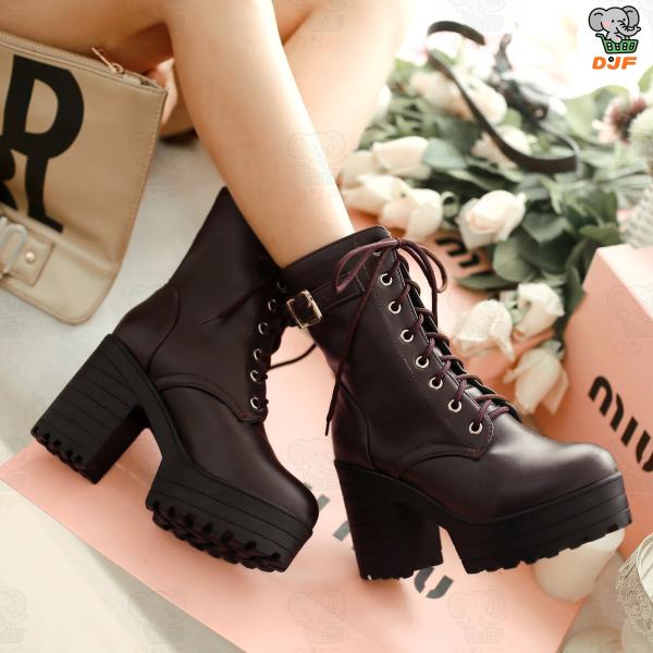 ショートブーツ レディース ショートブーツ 厚底 10cm レースアップ ハイヒール レース 美脚 ...