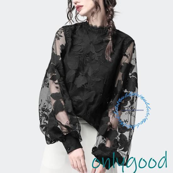 ブラウス シャツ トップス レディース 春 長袖 大きめ コーデ 40代 50代 花柄 レース シー...