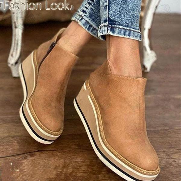 シューズ 厚底 レディース 靴 レトロ風 5色展開 厚底スニーカー ウェッジソール 厚底ブーティ 合...