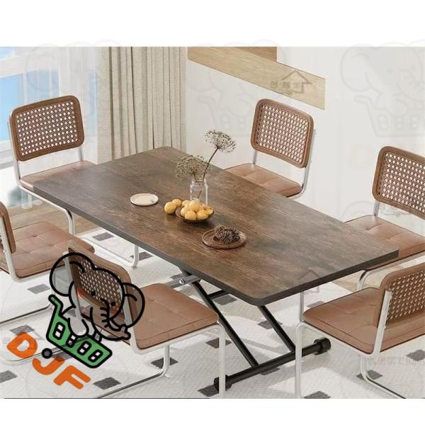 テーブル 昇降式 ガス圧昇降式テーブル 90/120×60cm/80cm 高さ調節 ブラウン ナチュ...