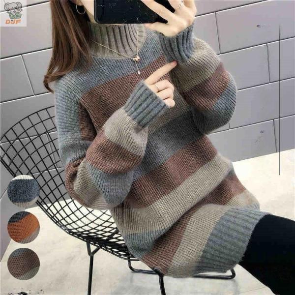 【人気商品】チュニック セーター ス プルオーバー レディース ロング丈 ニット 長袖 プチハイネッ...