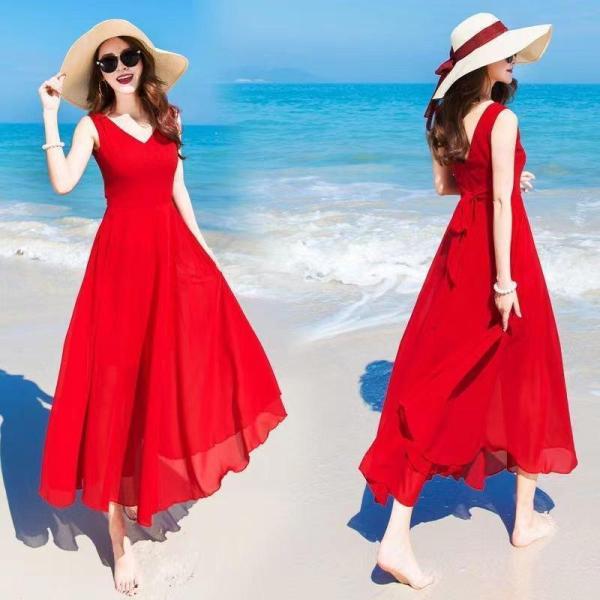 リゾート ワンピース 赤 ハワイ グアム デート服 10代 20代 30代 40代 50代 レディー...