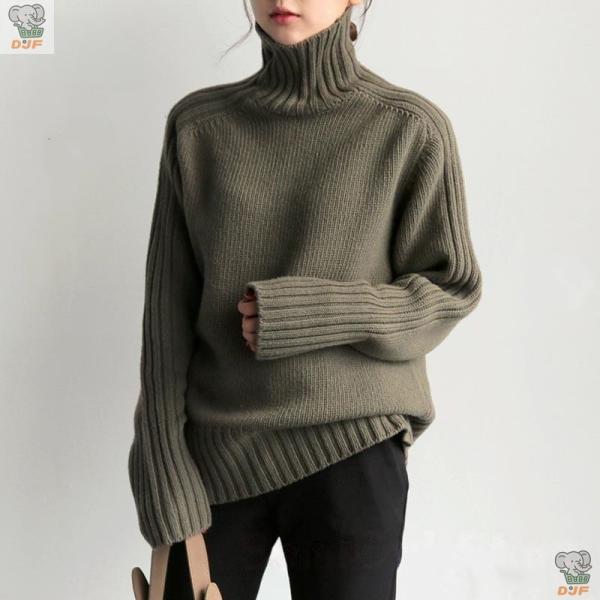 【人気商品】セーター プルオーバー レディース 冬 ス ニット タートル チュニック フレンチスリー...